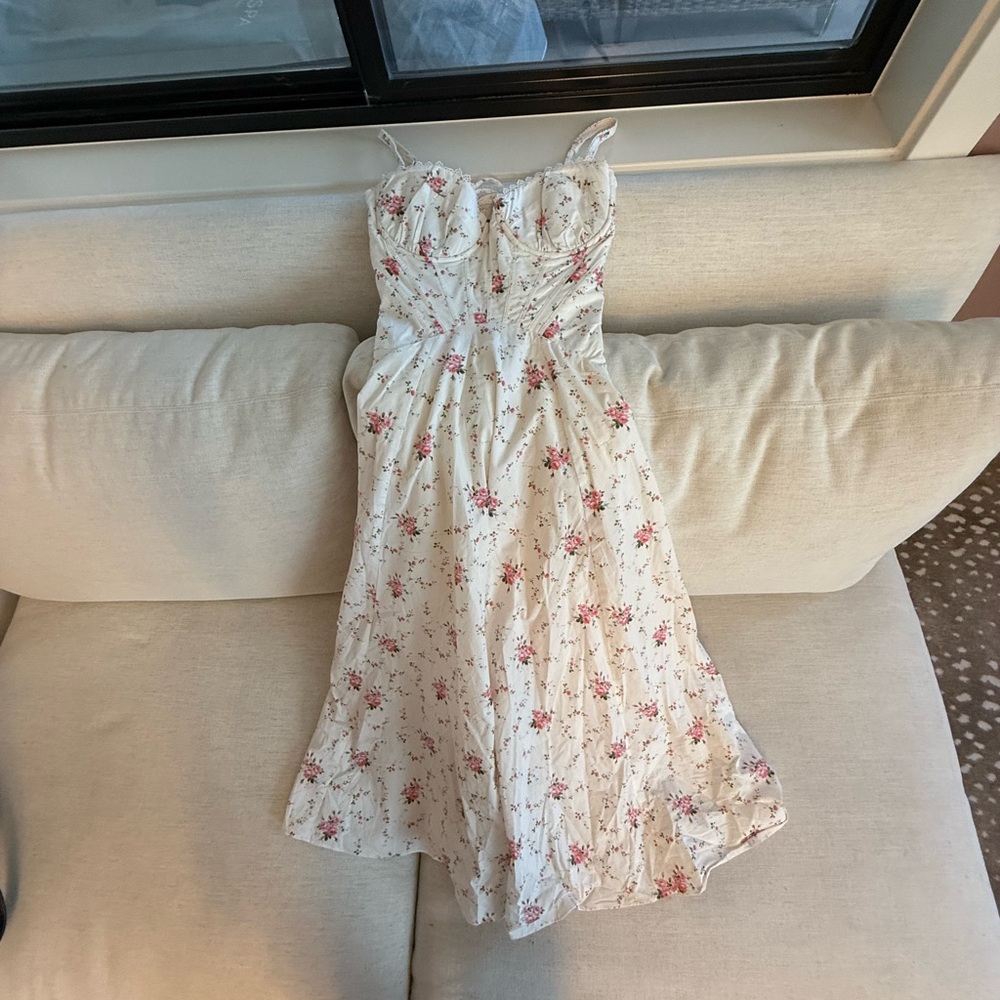Floral White and Pink Dress House of Cb